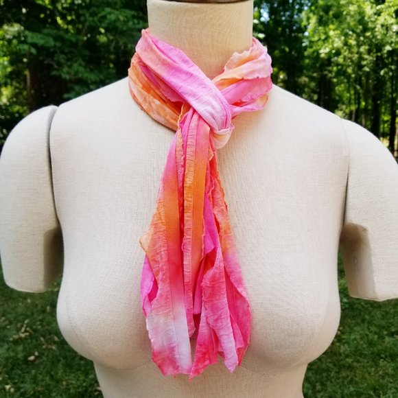Tangerine Sherbert Flutter Scarf Lightweight Women Accessory Muitiwear - Picture 3 of 6